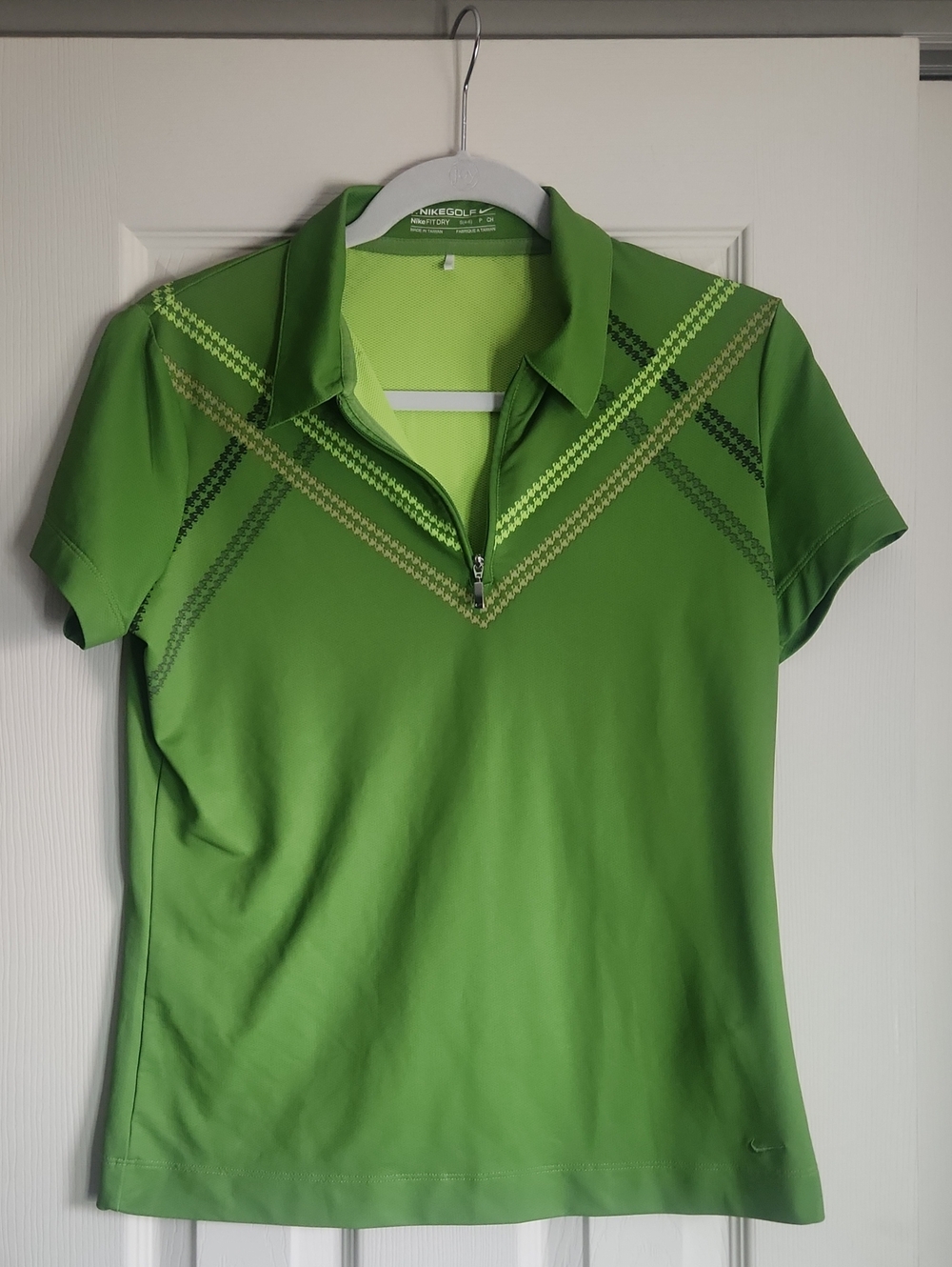 Nike Women's Lime Green Short-Sleeve Golf Polo with Zip